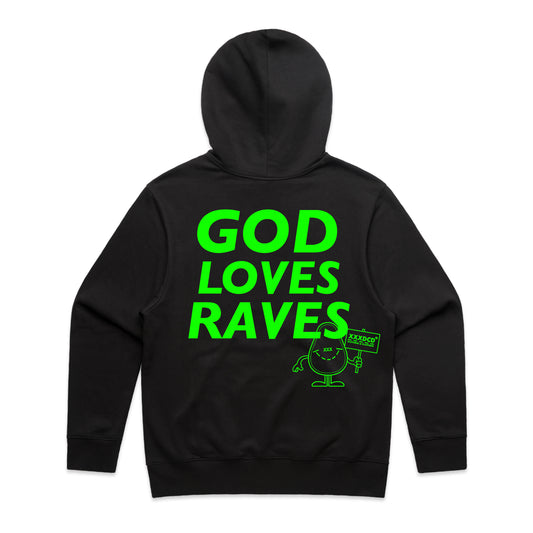 GOD LOVES RAVES HOODIE