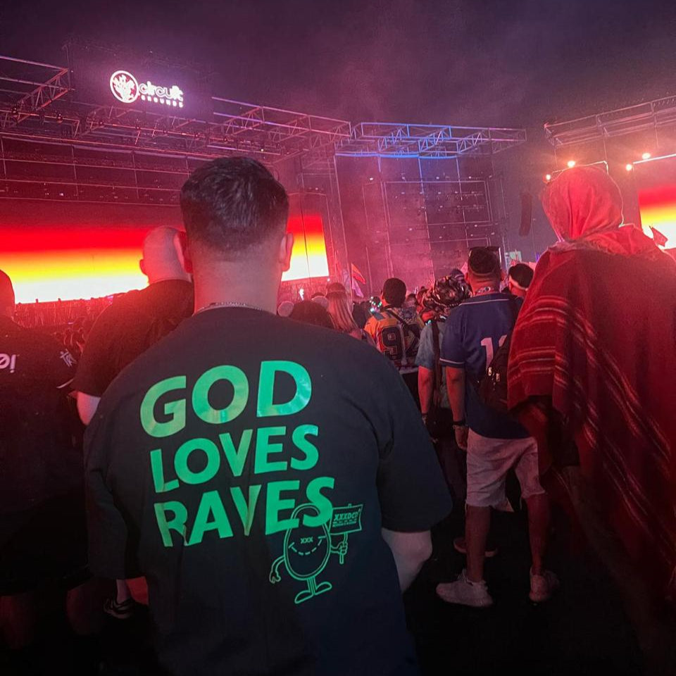 GOD LOVES RAVES T-SHIRT
